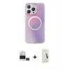 MARSİLYAN™- iPhone 14 Pro Max Kılıf Pusula Form - Şeffaf Pasifik Cam Ekran Koruyucu + Bilvis Titan Kamera Lens - GS