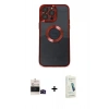 MARSİLYAN™- iPhone 14 Pro Max Kılıf Pusula Form - Şeffaf Pasifik Cam Ekran Koruyucu + Bilvis Titan Kamera Lens - SH