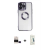 MARSİLYAN™- iPhone 14 Pro Max Kılıf Pusula Form - Şeffaf Pasifik Cam Ekran Koruyucu + Bilvis Titan Kamera Lens - SH