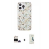 MARSİLYAN™- iPhone 14 Pro Max Kılıf Pusula Form - Şeffaf Pasifik Cam Ekran Koruyucu + Derin Mor Bilvis Titan Kamera Lens