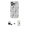 MARSİLYAN™- iPhone 14 Pro Max Kılıf Pusula Form - Şeffaf Pasifik Cam Ekran Koruyucu + Derin Mor Bilvis Titan Kamera Lens