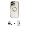 MARSİLYAN™- iPhone 14 Pro Max Kılıf Pusula Form - Şeffaf Pasifik Cam Ekran Koruyucu + Bilvis Titan Kamera Lens - GD