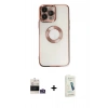 MARSİLYAN™- iPhone 14 Pro Max Kılıf Pusula Form - Şeffaf Pasifik Cam Ekran Koruyucu + Bilvis Titan Kamera Lens - GS