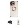 MARSİLYAN™- iPhone 14 Pro Max Kılıf Pusula Form - Şeffaf Pasifik Cam Ekran Koruyucu + Raze Metal Kamera Lens - GS