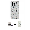 MARSİLYAN™- iPhone 14 Pro Max Kılıf Pusula Form - Şeffaf Pasifik Cam Ekran Koruyucu + Siyah Bilvis Titan Kamera Lens
