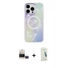 MARSİLYAN™- iPhone 14 Pro Max Kılıf Pusula Form - Şeffaf Pasifik Cam Ekran Koruyucu + Siyah Bilvis Titan Kamera Lens