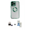 MARSİLYAN™- iPhone 14 Pro Max Kılıf Pusula Form - Şeffaf Royal Nano Ekran Koruyucu + Bilvis Titan Kamera Lens - DNMR