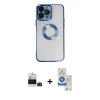 MARSİLYAN™- iPhone 14 Pro Max Kılıf Pusula Form - Şeffaf Royal Nano Ekran Koruyucu + Bilvis Titan Kamera Lens - DNMR