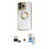MARSİLYAN™- iPhone 14 Pro Max Kılıf Pusula Form - Şeffaf Royal Nano Ekran Koruyucu + Bilvis Titan Kamera Lens - DNMR