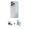 MARSİLYAN™- iPhone 14 Pro Max Kılıf Pusula Form - Şeffaf Royal Nano Ekran Koruyucu + Bilvis Titan Kamera Lens - DNMR