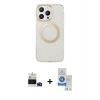MARSİLYAN™- iPhone 14 Pro Max Kılıf Pusula Form - Şeffaf Royal Nano Ekran Koruyucu + Bilvis Titan Kamera Lens - DNMR