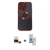 MARSİLYAN™- iPhone 14 Pro Max Kılıf Pusula Form - Şeffaf Royal Nano Ekran Koruyucu + Gümüş Bilvis Titan Kamera Lens