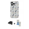 MARSİLYAN™- iPhone 14 Pro Max Kılıf Pusula Form - Şeffaf Royal Nano Ekran Koruyucu + Raze Metal Kamera Lens - GS