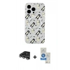 MARSİLYAN™- iPhone 14 Pro Max Kılıf Pusula Form - Şeffaf Royal Nano Ekran Koruyucu + Raze Metal Kamera Lens - GS