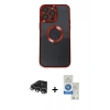 MARSİLYAN™- iPhone 14 Pro Max Kılıf Pusula Form - Şeffaf Royal Nano Ekran Koruyucu + Gümüş Raze Metal Kamera Lens