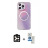 MARSİLYAN™- iPhone 14 Pro Max Kılıf Pusula Form - Şeffaf Royal Nano Ekran Koruyucu + PVD Metal Kamera Lens - TU