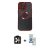 MARSİLYAN™- iPhone 14 Pro Max Kılıf Pusula Form - Şeffaf Royal Nano Ekran Koruyucu + PVD Metal Kamera Lens - TU