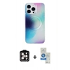 MARSİLYAN™- iPhone 14 Pro Max Kılıf Pusula Form - Şeffaf Royal Nano Ekran Koruyucu + PVD Metal Kamera Lens - TU