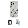 MARSİLYAN™- iPhone 14 Pro Max Kılıf Pusula Form - Şeffaf Royal Nano Ekran Koruyucu + PVD Metal Kamera Lens - TU