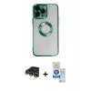 MARSİLYAN™- iPhone 14 Pro Max Kılıf Pusula Form - Şeffaf Royal Nano Ekran Koruyucu + Raze Metal Kamera Lens - GD