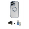 MARSİLYAN™- iPhone 14 Pro Max Kılıf Pusula Form - Şeffaf Royal Nano Ekran Koruyucu + Raze Metal Kamera Lens - GD