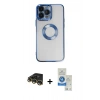 MARSİLYAN™- iPhone 14 Pro Max Kılıf Pusula Form - Şeffaf Royal Nano Ekran Koruyucu + Raze Metal Kamera Lens - GD
