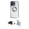 MARSİLYAN™- iPhone 14 Pro Max Kılıf Pusula Form - Şeffaf Royal Nano Ekran Koruyucu + Raze Metal Kamera Lens - GD
