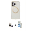 MARSİLYAN™- iPhone 14 Pro Max Kılıf Pusula Form - Şeffaf Royal Nano Ekran Koruyucu + Bilvis Titan Kamera Lens - SH