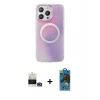 MARSİLYAN™- iPhone 14 Pro Max Kılıf Pusula Form - Siyah 18D Cam Ekran Koruyucu + Bilvis Titan Kamera Lens - GD