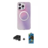 MARSİLYAN™- iPhone 14 Pro Max Kılıf Pusula Form - Siyah 18D Cam Ekran Koruyucu + Raze Metal Kamera Lens - GS