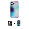 MARSİLYAN™- iPhone 14 Pro Max Kılıf Pusula Form - Siyah 18D Cam Ekran Koruyucu + PVD Metal Kamera Lens - TU