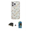 MARSİLYAN™- iPhone 14 Pro Max Kılıf Pusula Form - Siyah 18D Cam Ekran Koruyucu + Raze Metal Kamera Lens - GD