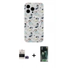 MARSİLYAN™- iPhone 14 Pro Max Kılıf Pusula Form - Siyah 360 Mat Full Body Arka Koruyucu + Bilvis Titan Kamera Lens - DNMR