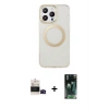 MARSİLYAN™- iPhone 14 Pro Max Kılıf Pusula Form - Siyah 360 Mat Full Body Arka Koruyucu + Bilvis Titan Kamera Lens - SH