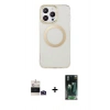 MARSİLYAN™- iPhone 14 Pro Max Kılıf Pusula Form - Siyah 360 Mat Full Body Arka Koruyucu + Bilvis Titan Kamera Lens - DNMR