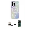 MARSİLYAN™- iPhone 14 Pro Max Kılıf Pusula Form - Siyah 360 Mat Full Body Arka Koruyucu + Bilvis Titan Kamera Lens - GD