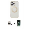 MARSİLYAN™- iPhone 14 Pro Max Kılıf Pusula Form - Siyah 360 Mat Full Body Arka Koruyucu + Bilvis Titan Kamera Lens - GD