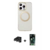MARSİLYAN™- iPhone 14 Pro Max Kılıf Pusula Form - Siyah 360 Mat Full Body Arka Koruyucu + Raze Metal Kamera Lens - GS