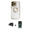 MARSİLYAN™- iPhone 14 Pro Max Kılıf Pusula Form - Siyah 360 Mat Full Body Arka Koruyucu + Raze Metal Kamera Lens - GS
