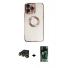 MARSİLYAN™- iPhone 14 Pro Max Kılıf Pusula Form - Siyah 360 Mat Full Body Arka Koruyucu + Raze Metal Kamera Lens - GD