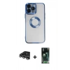 MARSİLYAN™- iPhone 14 Pro Max Kılıf Pusula Form - Siyah 360 Mat Full Body Arka Koruyucu + Raze Metal Kamera Lens - GS