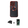 MARSİLYAN™- iPhone 14 Pro Max Kılıf Pusula Form - Siyah 360 Mat Full Body Arka Koruyucu + Raze Metal Kamera Lens - GS