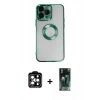 MARSİLYAN™- iPhone 14 Pro Max Kılıf Pusula Form - Siyah 360 Mat Full Body Arka Koruyucu + PVD Metal Kamera Lens - TU