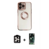 MARSİLYAN™- iPhone 14 Pro Max Kılıf Pusula Form - Siyah 360 Mat Full Body Arka Koruyucu + PVD Metal Kamera Lens - TU