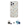 MARSİLYAN™- iPhone 14 Pro Max Kılıf Pusula Form - Siyah 3D Antistatik Cam Ekran Koruyucu + Bilvis Titan Kamera Lens - GD