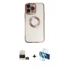 MARSİLYAN™- iPhone 14 Pro Max Kılıf Pusula Form - Siyah 3D Antistatik Cam Ekran Koruyucu + Bilvis Titan Kamera Lens - GD