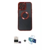 MARSİLYAN™- iPhone 14 Pro Max Kılıf Pusula Form - Siyah 3D Antistatik Cam Ekran Koruyucu + Bilvis Titan Kamera Lens - GD