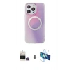 MARSİLYAN™- iPhone 14 Pro Max Kılıf Pusula Form - Siyah 3D Antistatik Cam Ekran Koruyucu + Bilvis Titan Kamera Lens - GD