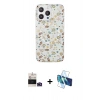 MARSİLYAN™- iPhone 14 Pro Max Kılıf Pusula Form - Siyah 3D Antistatik Cam Ekran Koruyucu + Bilvis Titan Kamera Lens - DNMR