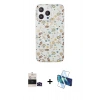 MARSİLYAN™- iPhone 14 Pro Max Kılıf Pusula Form - Siyah 3D Antistatik Cam Ekran Koruyucu + Bilvis Titan Kamera Lens - SH